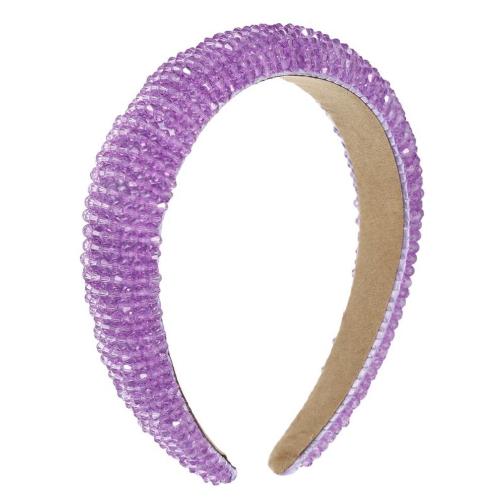 Rhinestone Bling Padded Sparkle Faux Crystal Headbands Purple 1.18 Inch Wide